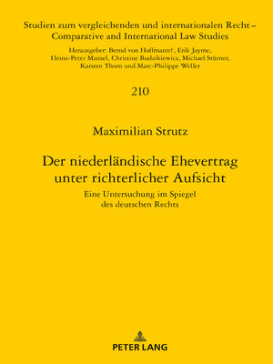cover image of Der niederlaendische Ehevertrag unter richterlicher Aufsicht